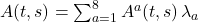 A(t,s)=\sum_{a=1}^{8}A^{a}(t,s)\,\lambda_{a}
