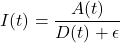 \[I(t) = \frac{A(t)}{D(t) + \epsilon}\]