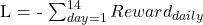  \begin{equation<em>} \mathcal{L} = - \sum_{day=1}^{14} Reward_{daily}} \end{equation</em>} 