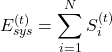  \begin{equation*} E_{sys}^{(t)} = \sum_{i=1}^{N} S_i^{(t)} \end{equation*} 