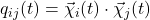 q_{ij}(t) = \vec{\chi}_i(t) \cdot \vec{\chi}_j(t)