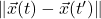 \Vert{}\vec{x}(t) - \vec{x}(t')\Vert{}