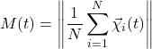 \[M(t) = \left\Vert{} \frac{1}{N} \sum_{i=1}^{N} \vec{\chi}_i(t) \right\Vert{}\]